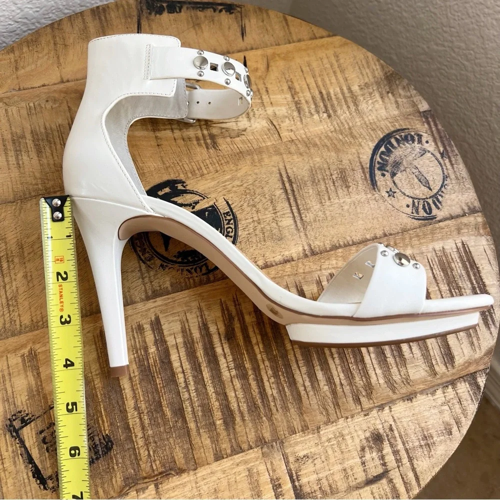 Gianni Bini Shawnell Leather Studded Ankle Strap Platform Stiletto Heels 10 M
